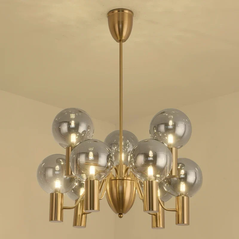 Smoked gray glass chandelier