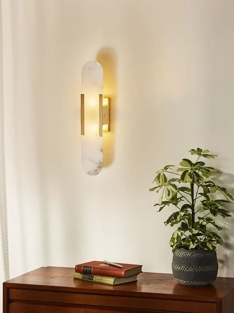 Copper marble wall light