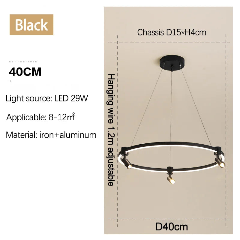 LED Ring Pendant with Spotlights, view 12