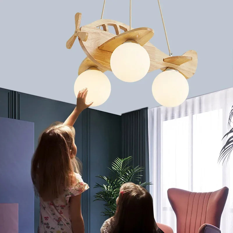 Wood airplane kids pendant