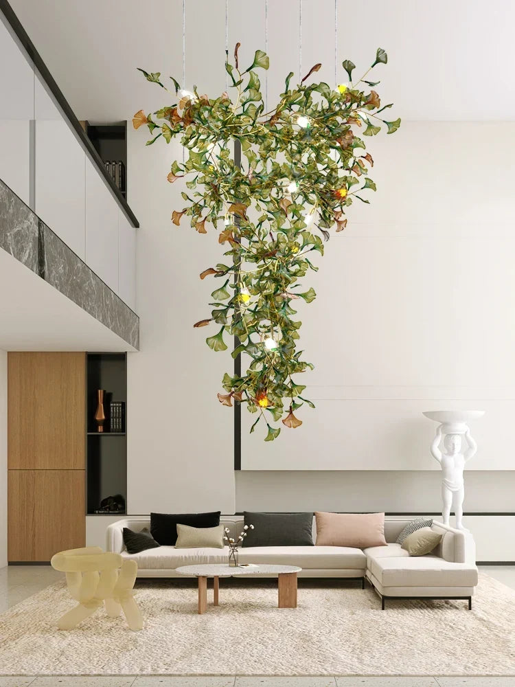 Ginkgo pendant over a long dining table
