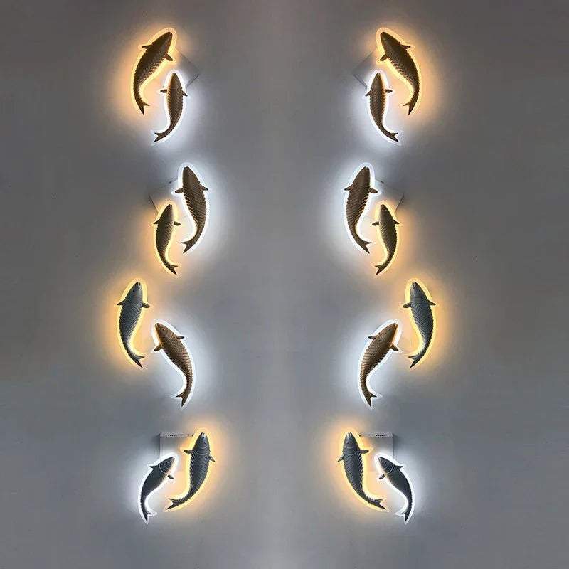 Acrylic fish LED wall light