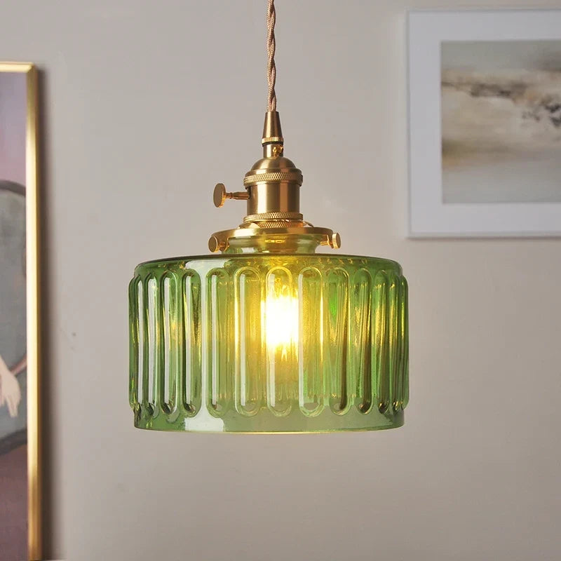 Rustic glass copper pendant