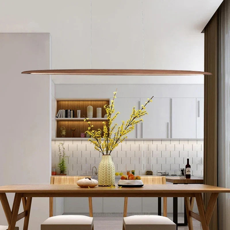Wood pendant over a bar