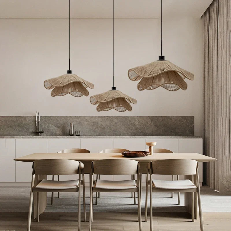 Rope pendant in a living room