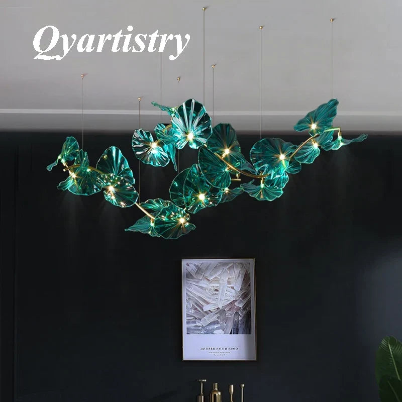 Glass leaf chandelier