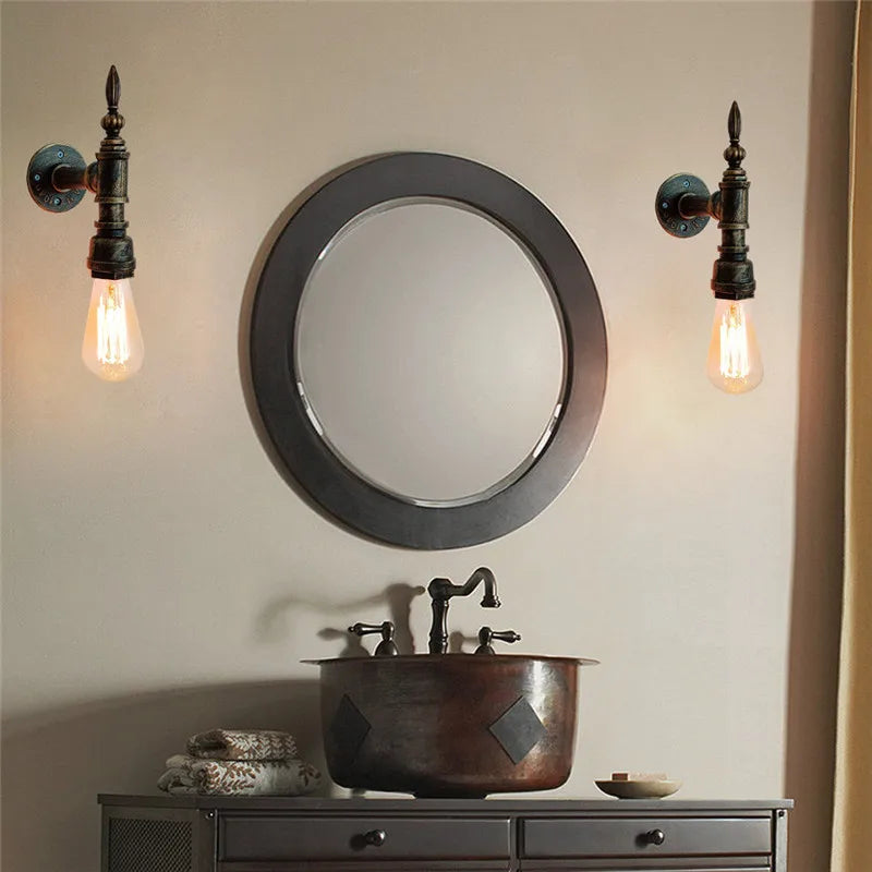 Retro water pipe wall sconce