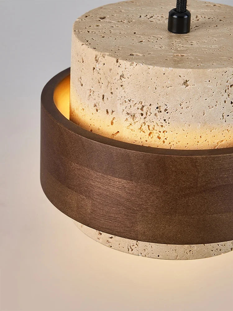 Walnut Wood Stone Retro Pendant, view 4