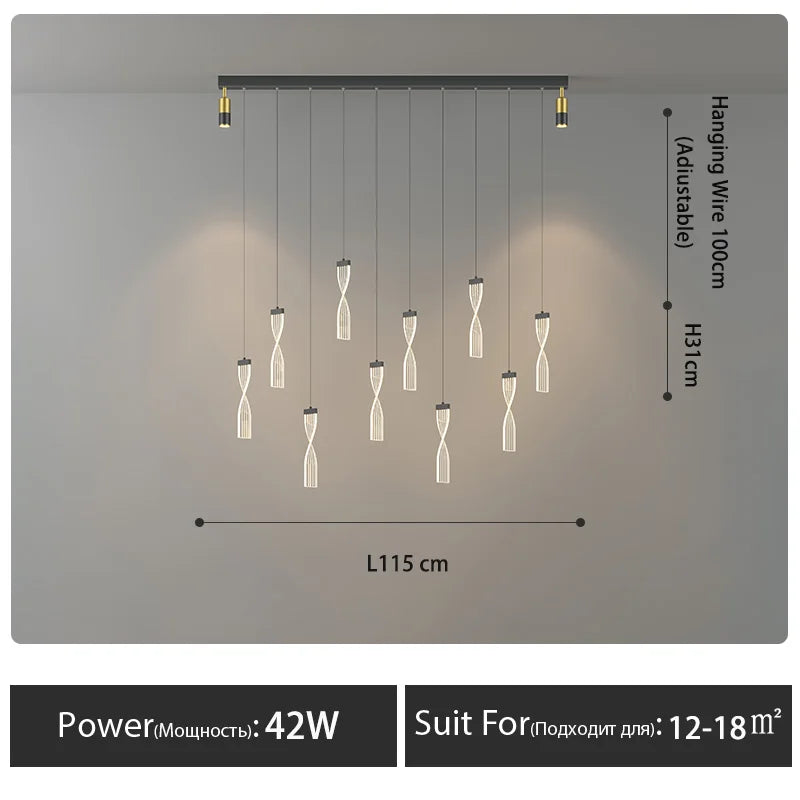 Nordic LED Linear Pendant, view 13