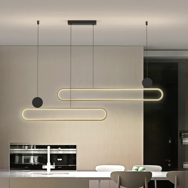 Double ring pendant in a living room