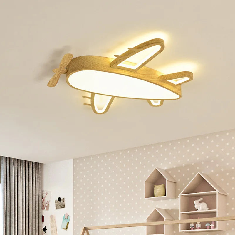 Wooden airplane kids light