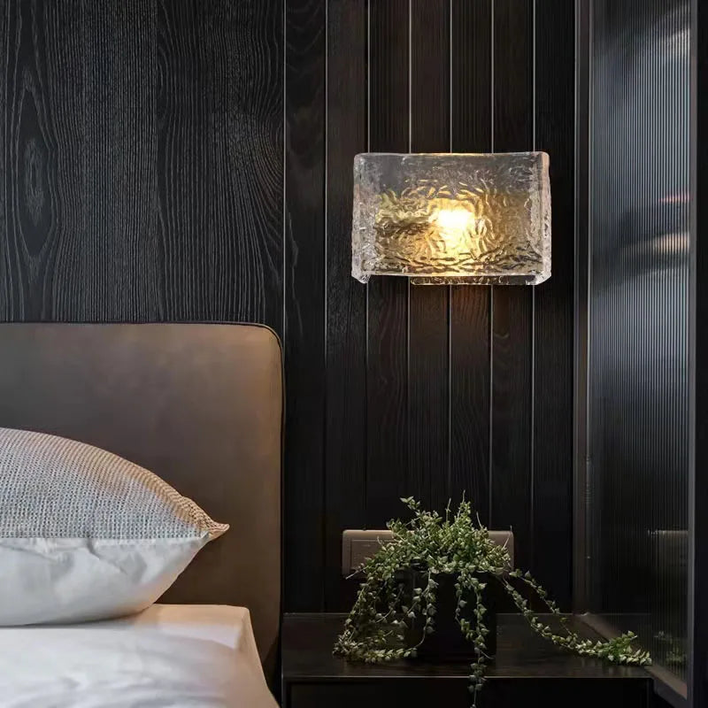 Water ripple square glass wall light