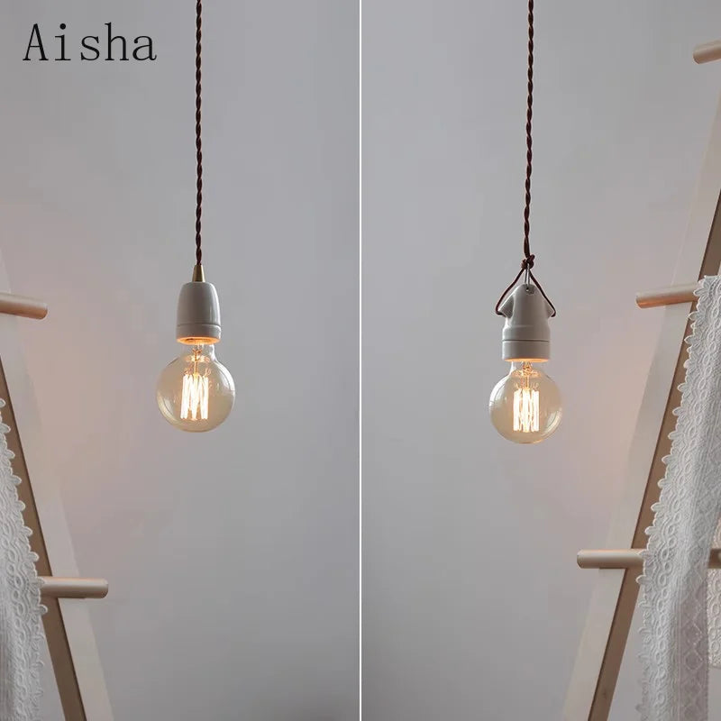 Retro Ceramic Pendant, White, view 3