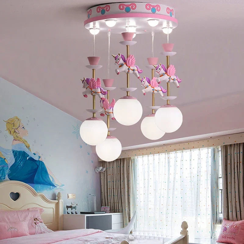 Kids LED Glass Pendant, Blue or Pink, view 4