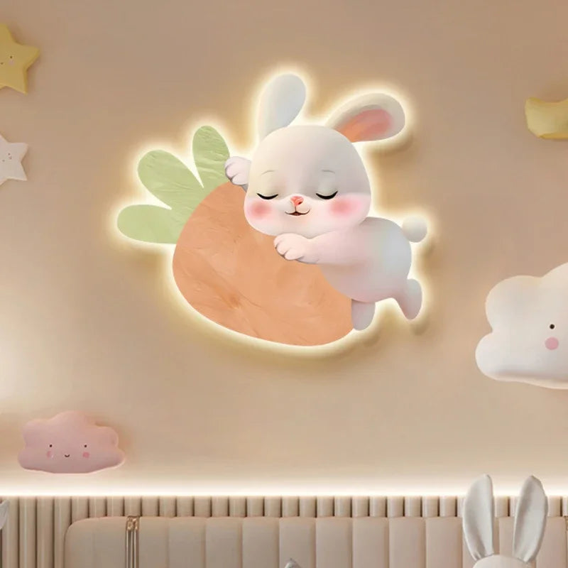 Rabbit wall light in a kids room