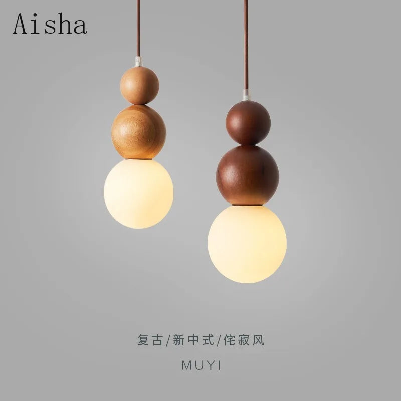 Solid wood wabi-sabi pendant