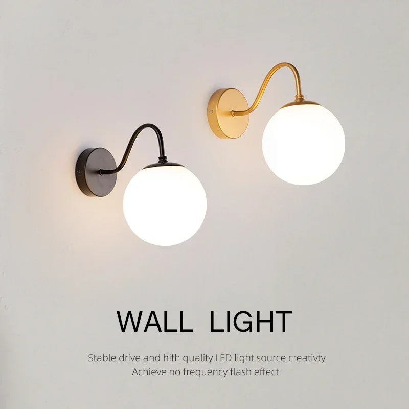 Glass ball wall light