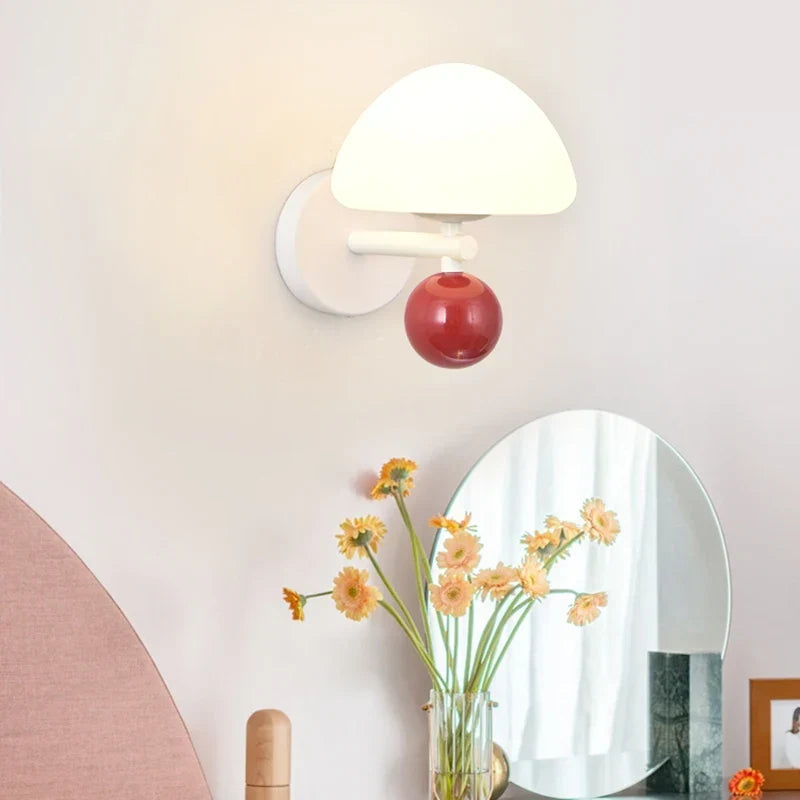 Mushroom wall light in a kids room