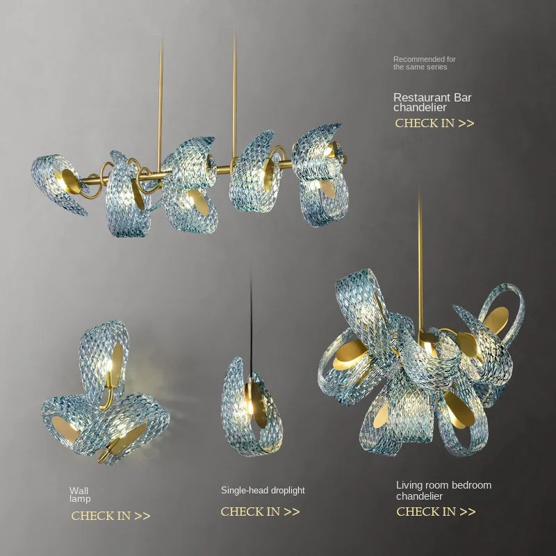 Blue glass chandelier