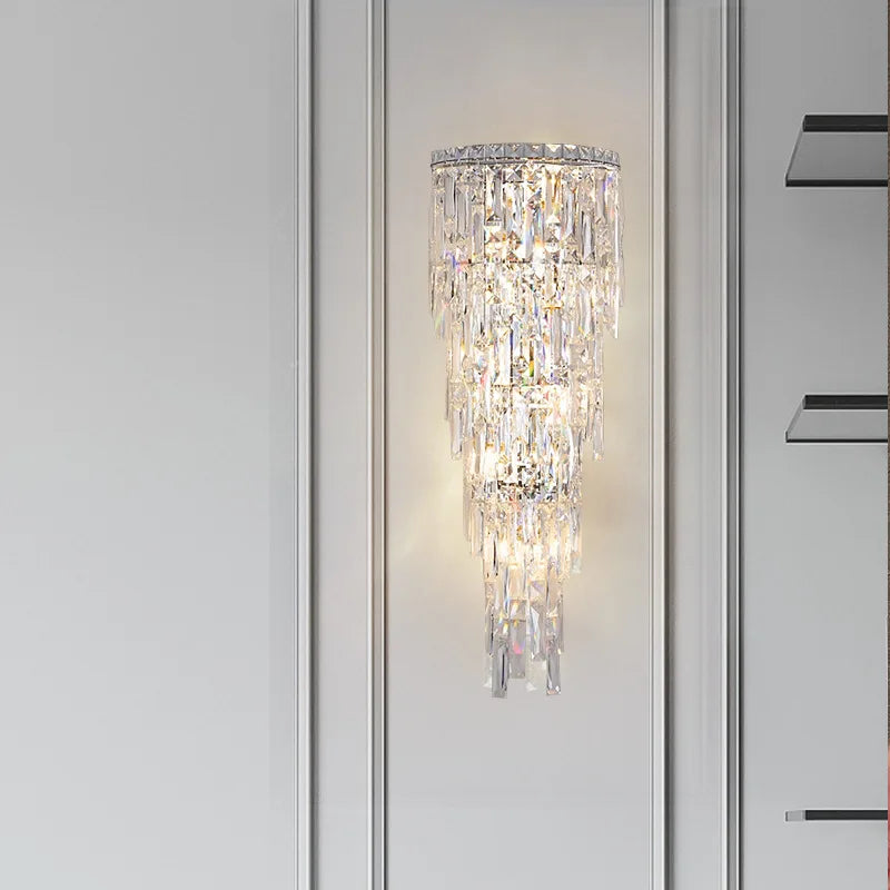 Silver crystal sconce