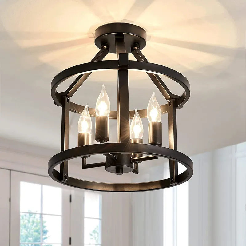 Vintage semi flush chandelier
