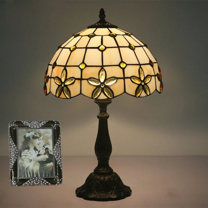 Tinted glass bedside lamp