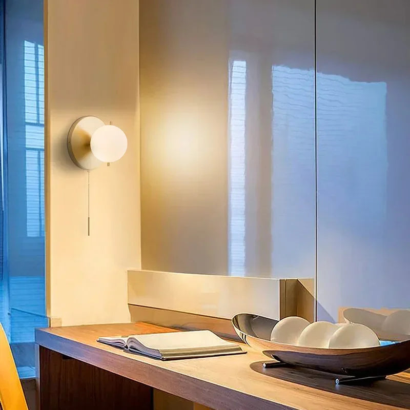 Globe sconce in a living room