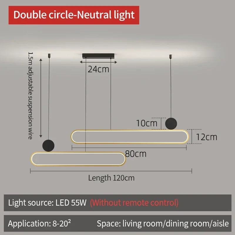 Double Ring LED Pendant, view 14