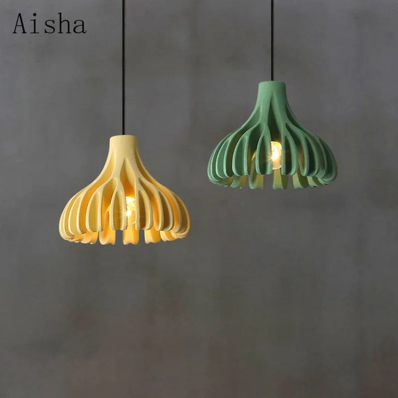Green coral pendant in a living room