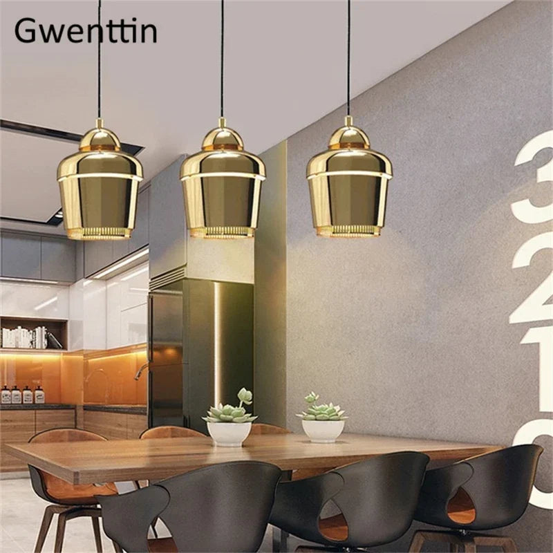 Gold Nordic pendant in a kitchen