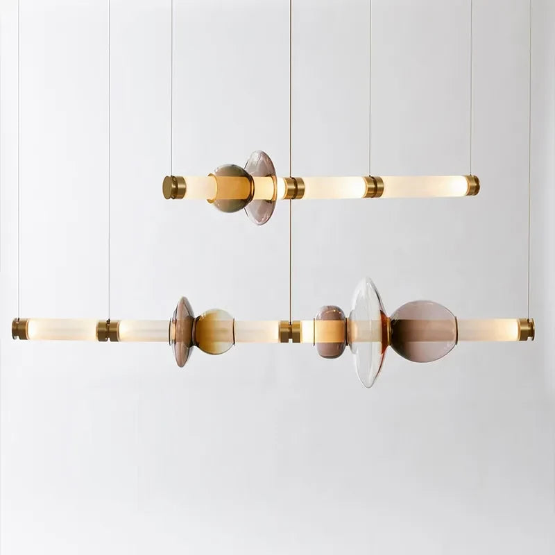 Glass LED linear chandelier