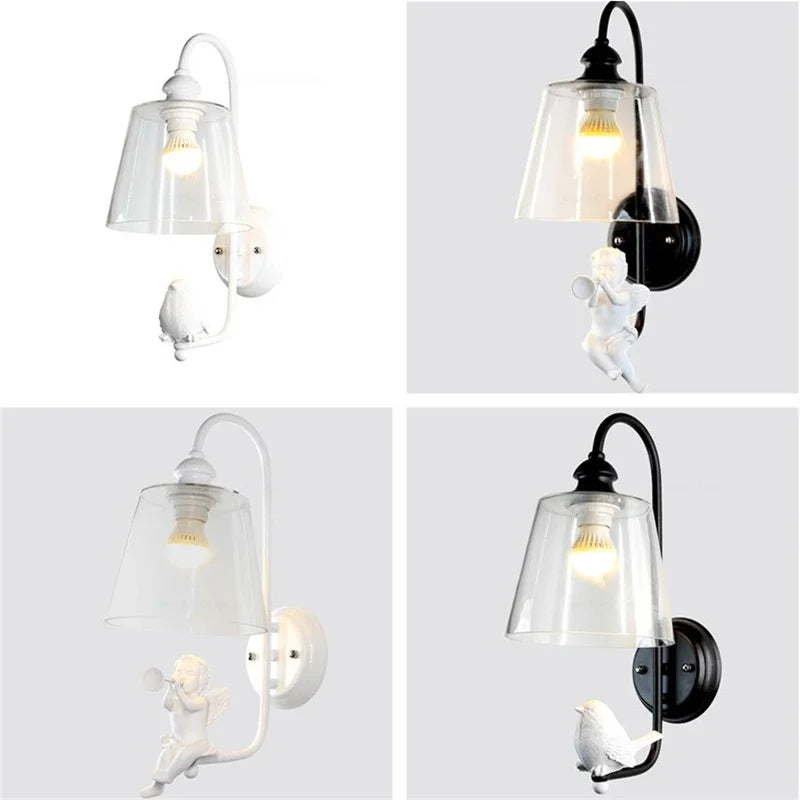 Resin angel wall light