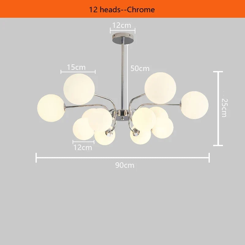 Chrome Glass Ball Chandelier, view 9