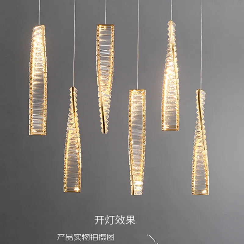 Linear crystal chandelier
