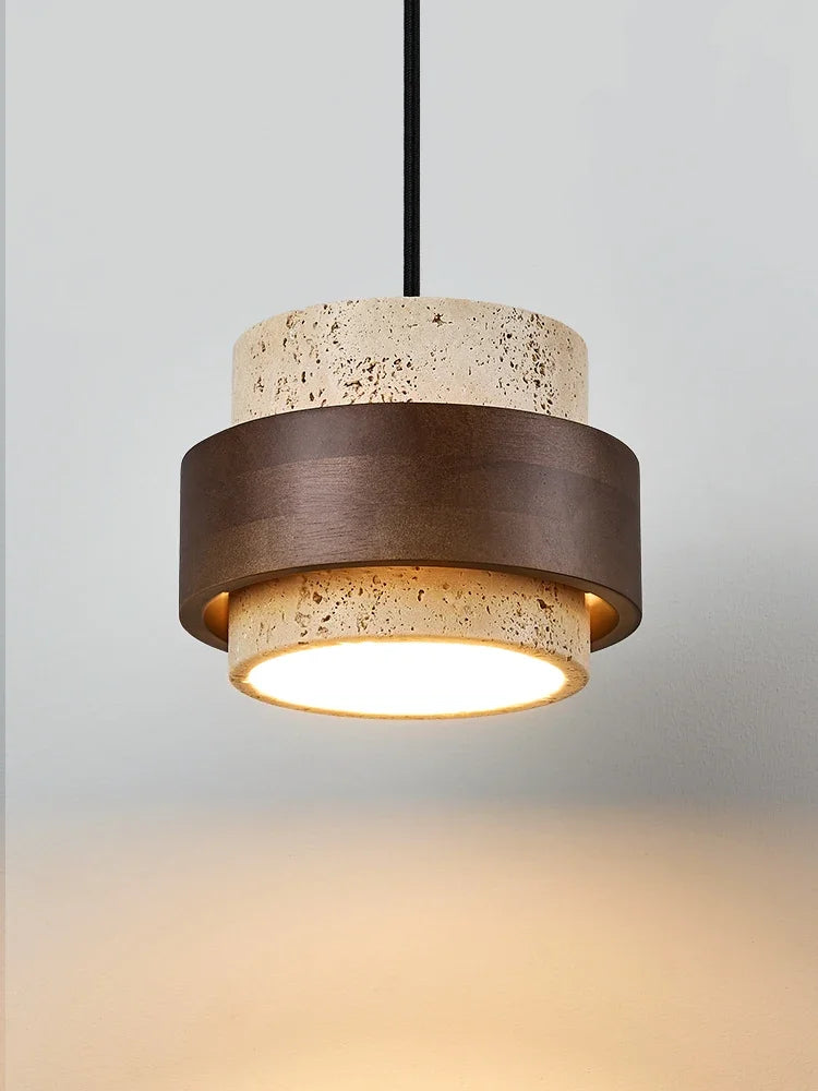 Small walnut pendant over a bar