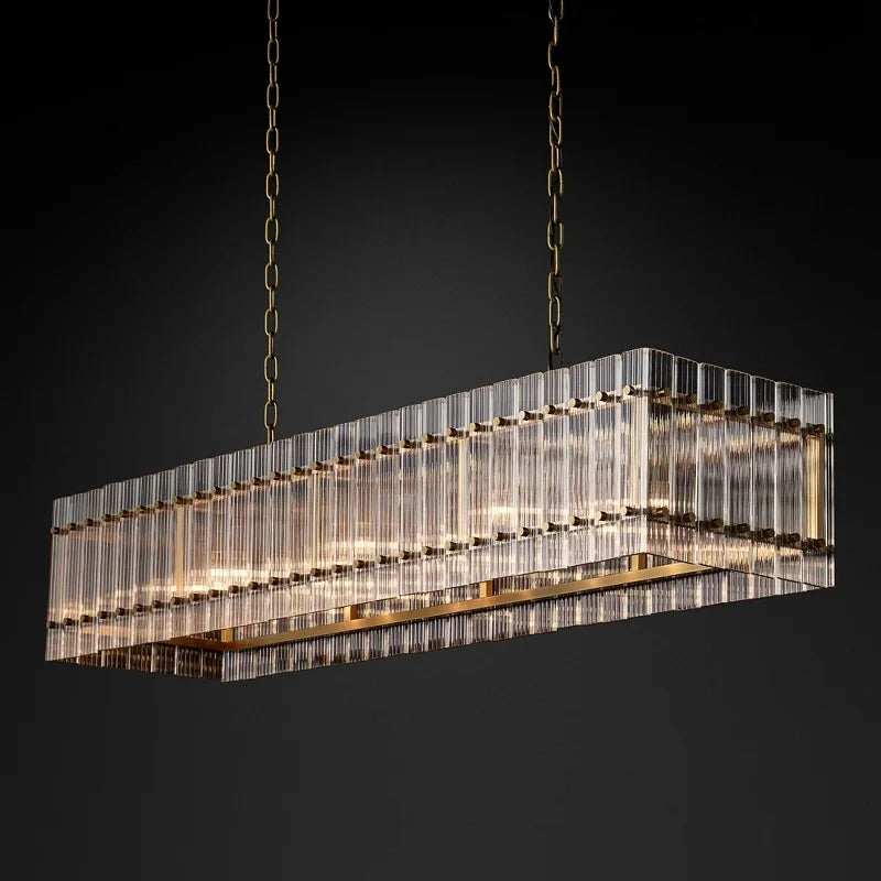 Rectangular crystal chandelier