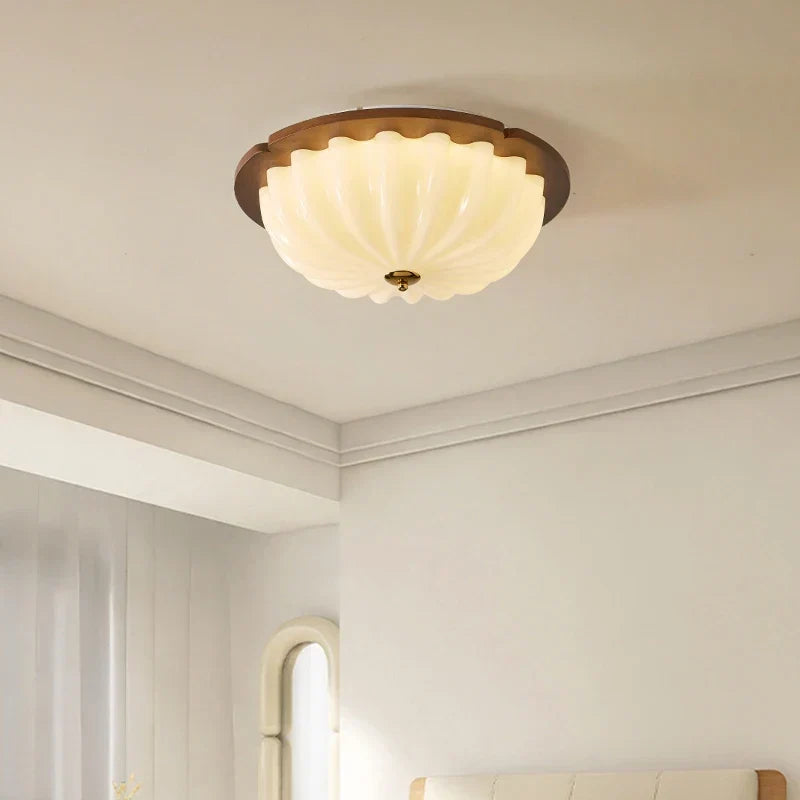 Solid wood ceiling light