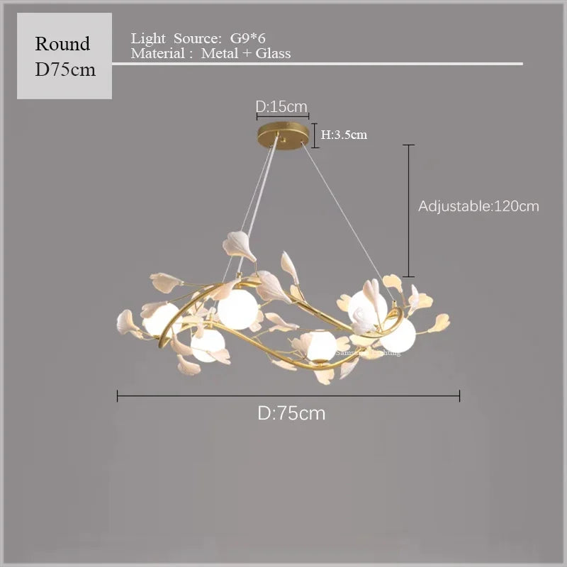 Luxury Ginkgo LED Chandelier, view 13