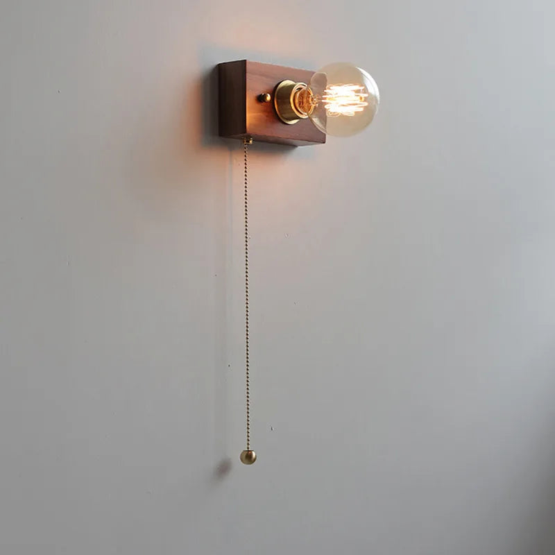 Retro solid wood wall light