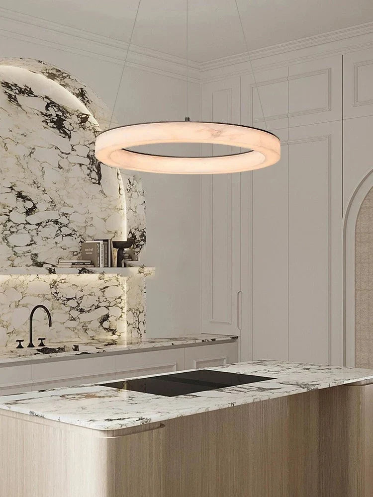 Gold frame marble pendant