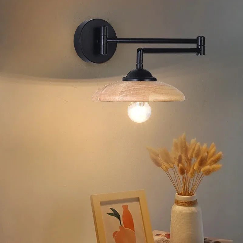 Wood swing sconce