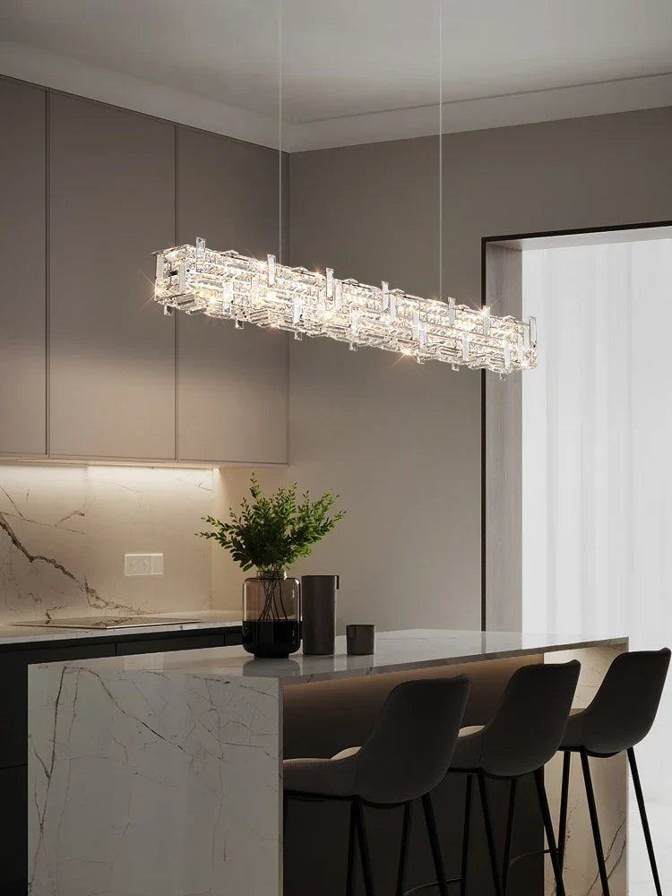 Linear crystal chandelier