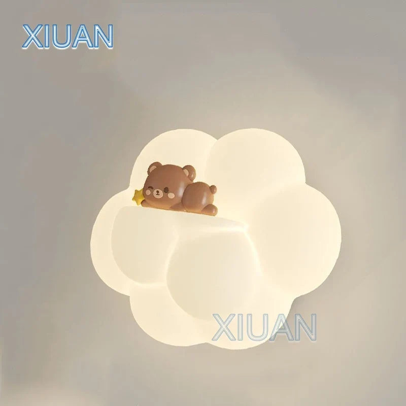 Kids cloud bear wall light