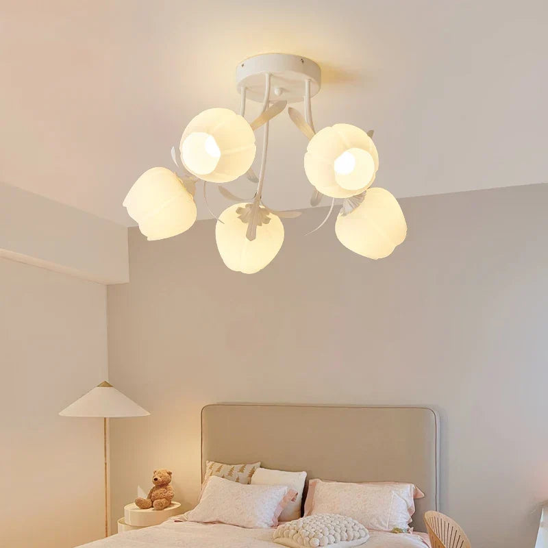 Floral glass ceiling light