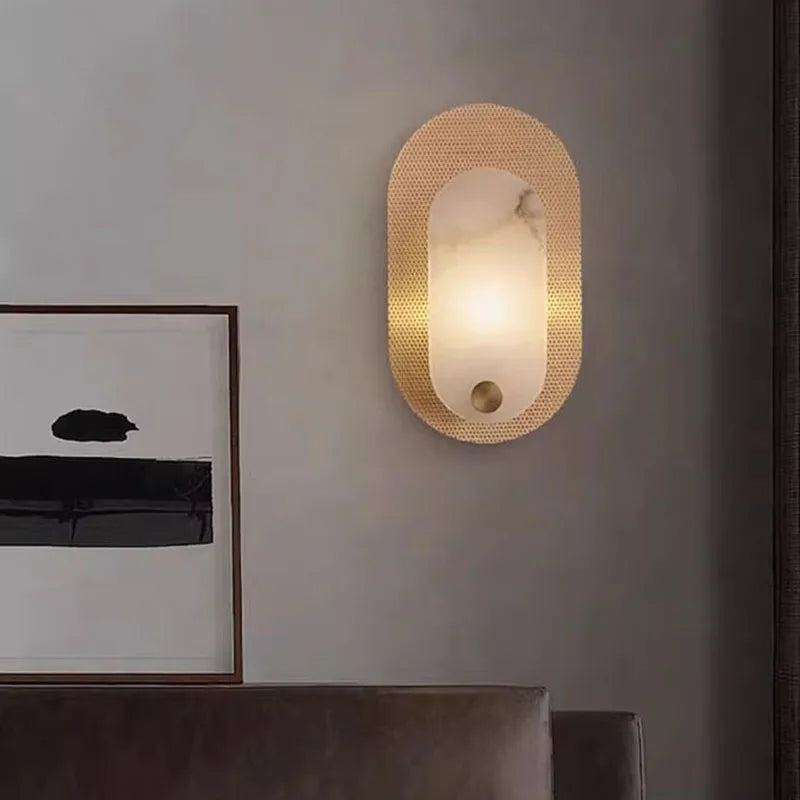 Marble ellipse art deco wall light