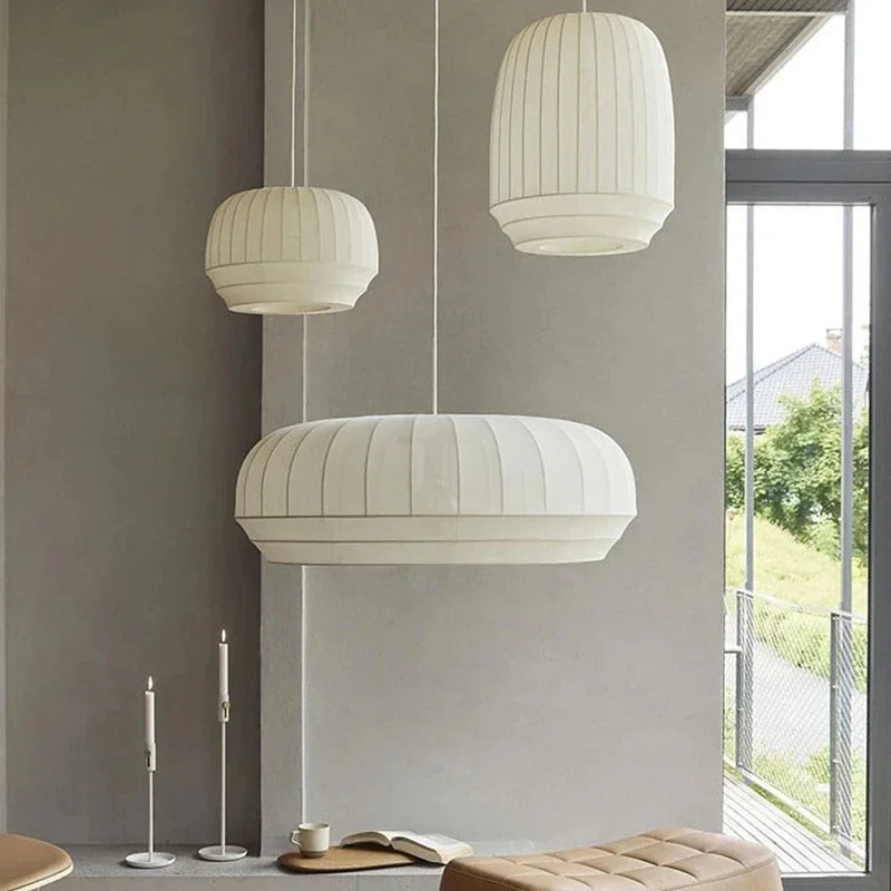 White fabric pendant in a bedroom