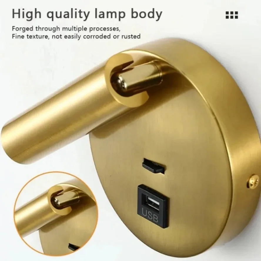Copper reading sconce