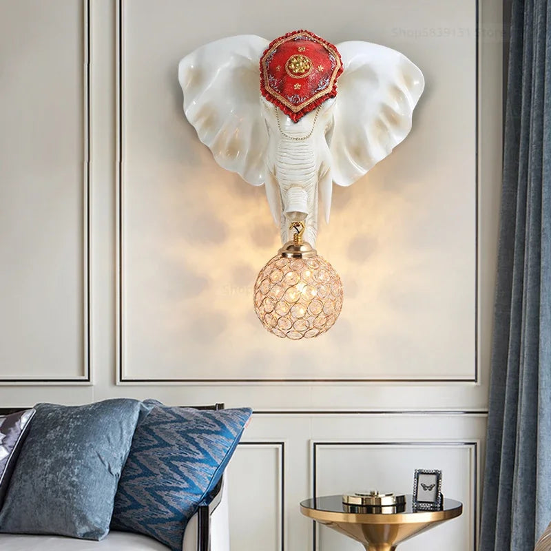 Elephant crystal wall light