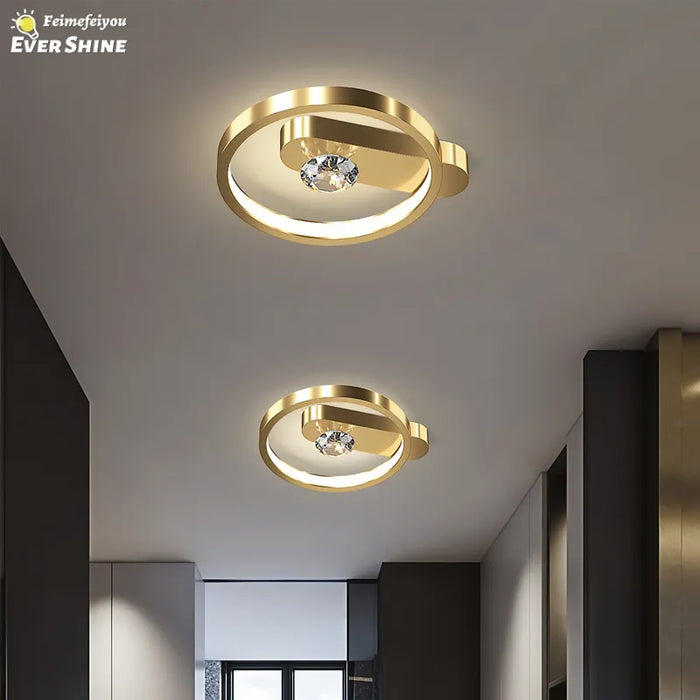Copper crystal ceiling light