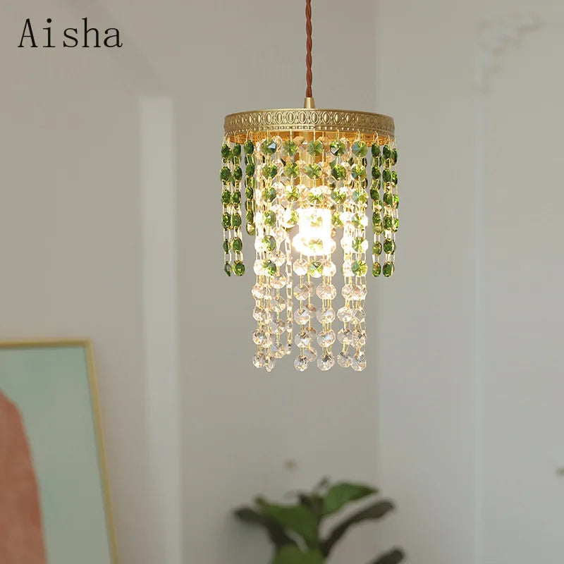 Crystal pendant in a dining room